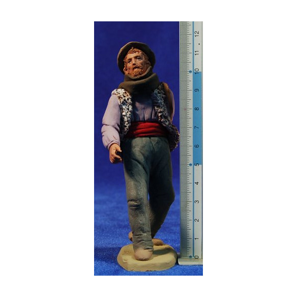 Shepherd catalan  with hat and bag 12 cm clay painted Delgado