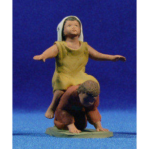 Niños jugando hebreos modelo 2 12 cm barro pintado Delgado
