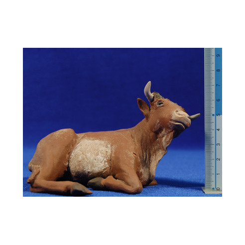 Bue giacente 15 cm  terracotta dipinte Delgado