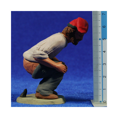 Catalan "caganer" with barb 12cm clay painted Delgado