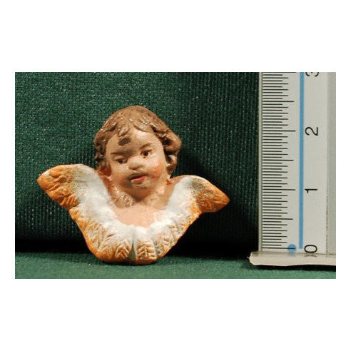 Testa di angelo 2,5 cm terracotta dipinte