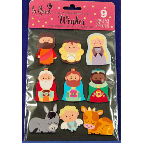 Nacimiento con reyesimánWONDER 6 cm madera La lluna