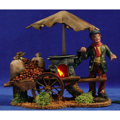 Castañero con carro 10 cm barro pintado