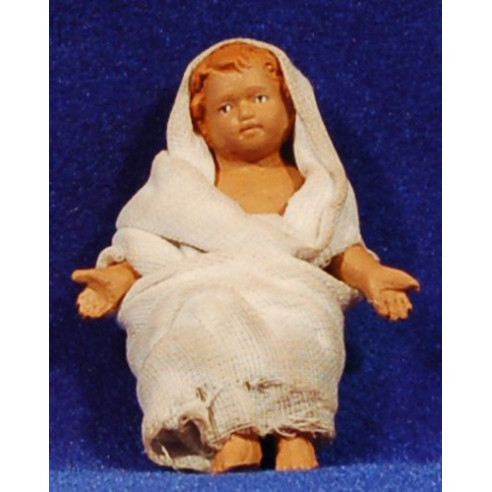 Gesù bambino con abito 14 cm terracotta dipinte