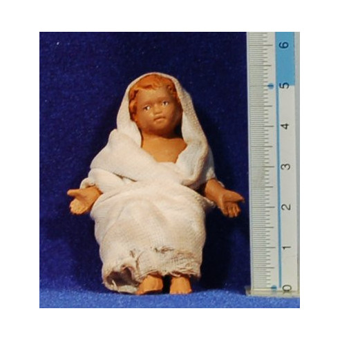 Gesù bambino con abito 14 cm terracotta dipinte