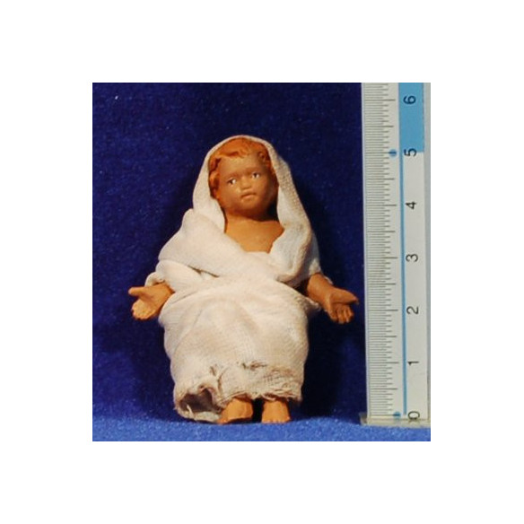 Gesù bambino con abito 14 cm terracotta dipinte