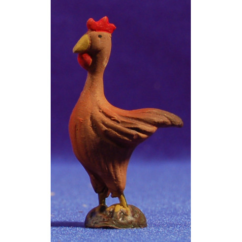 Gallo 10 cm barro pintado