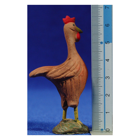 Gallo 10 cm barro pintado