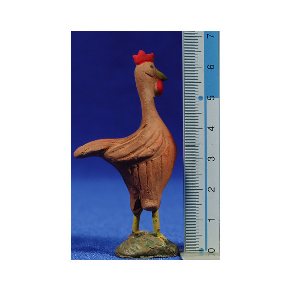 Gallo 10 cm barro pintado