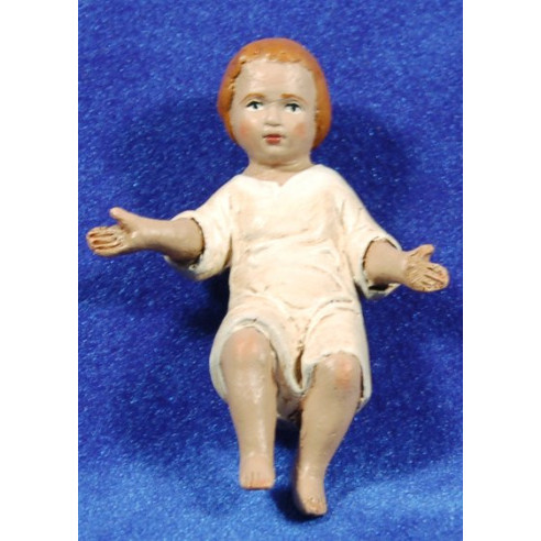 Gesù bambino con abito 8 cm terracotta dipinte