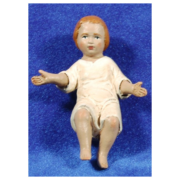 Gesù bambino con abito 8 cm terracotta dipinte