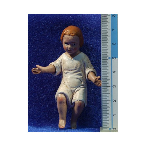Gesù bambino con abito 8 cm terracotta dipinte