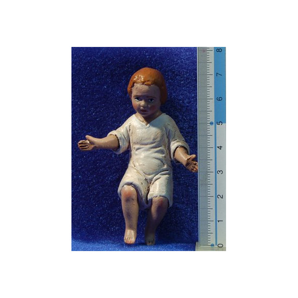 Gesù bambino con abito 8 cm terracotta dipinte