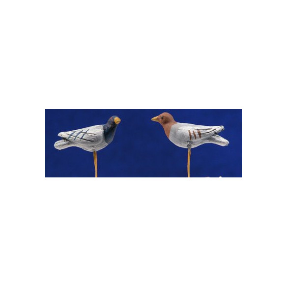 Palomas 16 cm barro pintado Perez