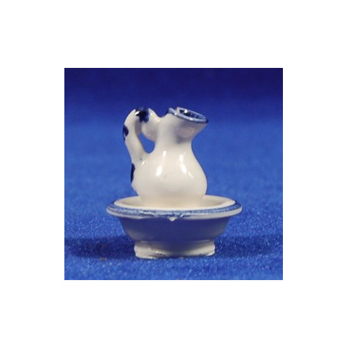 Jarra blanca con palanganero 3 cm barro pintado