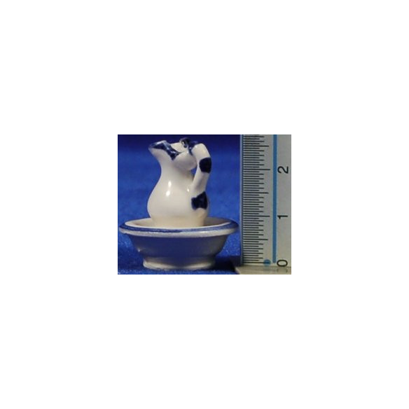 Jarra blanca con palanganero 3 cm barro pintado