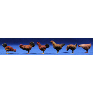 Gallos y gallinas 15 cm barro pintado Belenes Puig