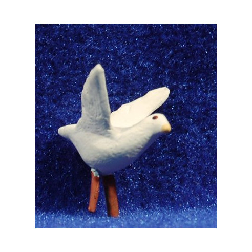 White pigeon winged 9 cm clay painted AB