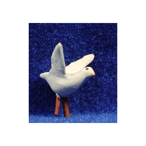 White pigeon winged 9 cm clay painted AB