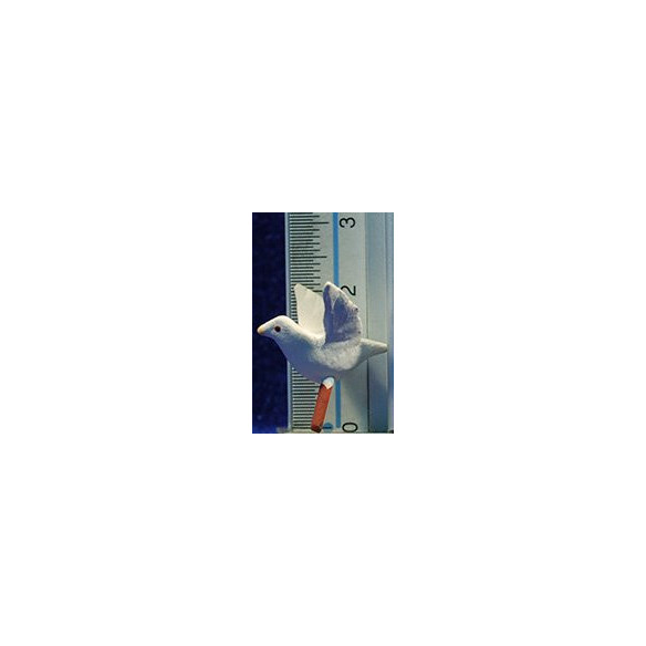 Paloma blanca vuela 9 cm barro pintado AB