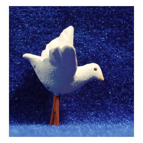 Paloma blanca vuela 12 cm barro pintado AB