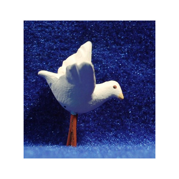 Paloma blanca vuela 12 cm barro pintado AB