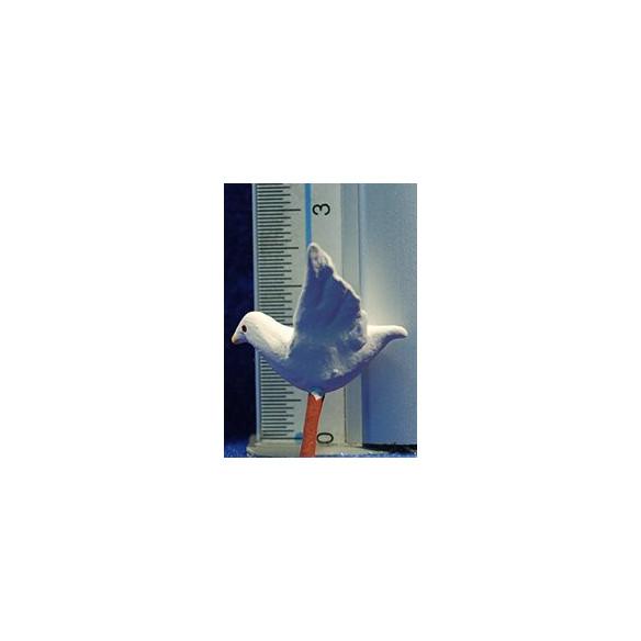 Paloma blanca vuela 12 cm barro pintado AB
