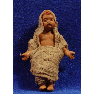 Gesù bambino con abito M3 14 cm terracotta dipinte