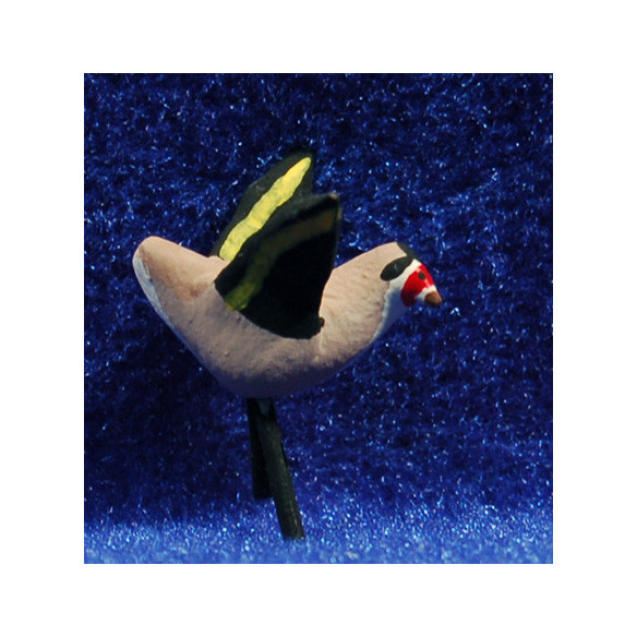 Jilguero vuela 12 cm barro pintado AB