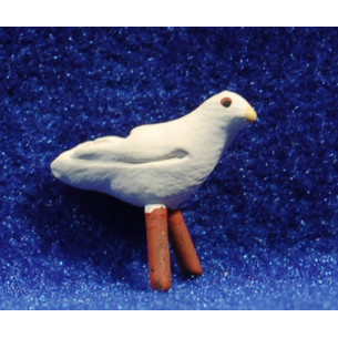 White pigeon 9 cm clay painted AB
