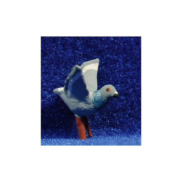 Paloma gris vuela 9 cm barro pintado AB