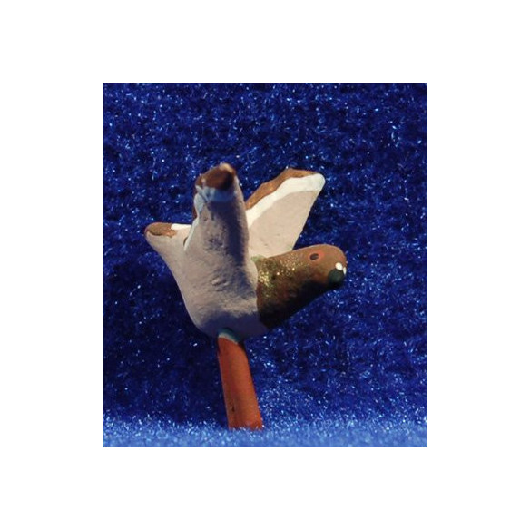 Brown pigeon winged 9 cm clay painted AB