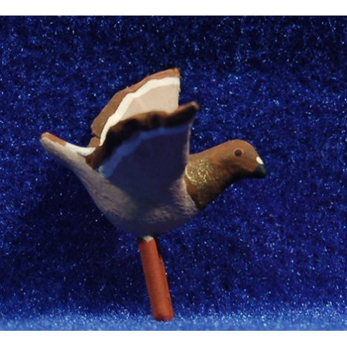 Brown pigeon winged 12 cm clay painted AB