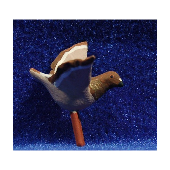 Brown pigeon winged 12 cm clay painted AB