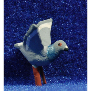 Grey pigeon winged 9 cm clay painted AB
