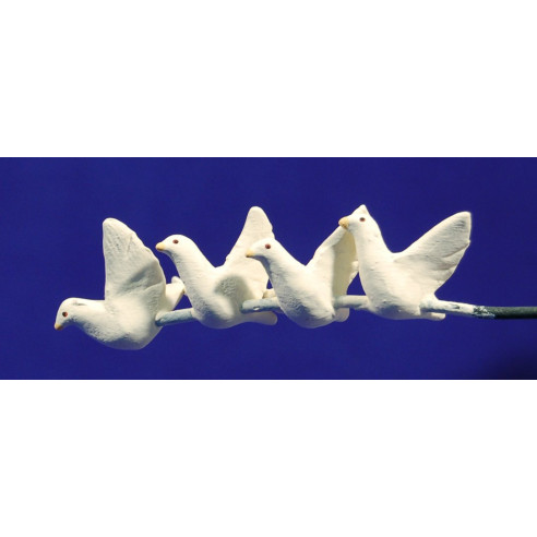 Conjunt quatre coloms blancs volen 12 cm fang pintat AB