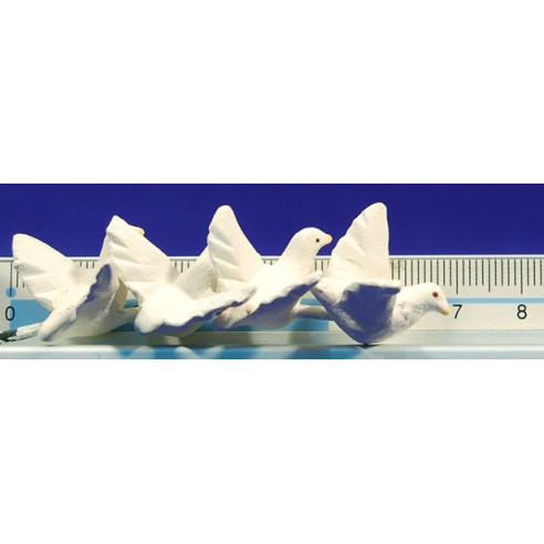 Conjunt quatre coloms blancs volen 12 cm fang pintat AB