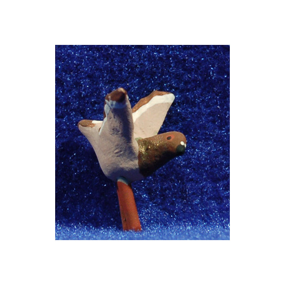 Paloma marrón vuela 9 cm barro pintado AB
