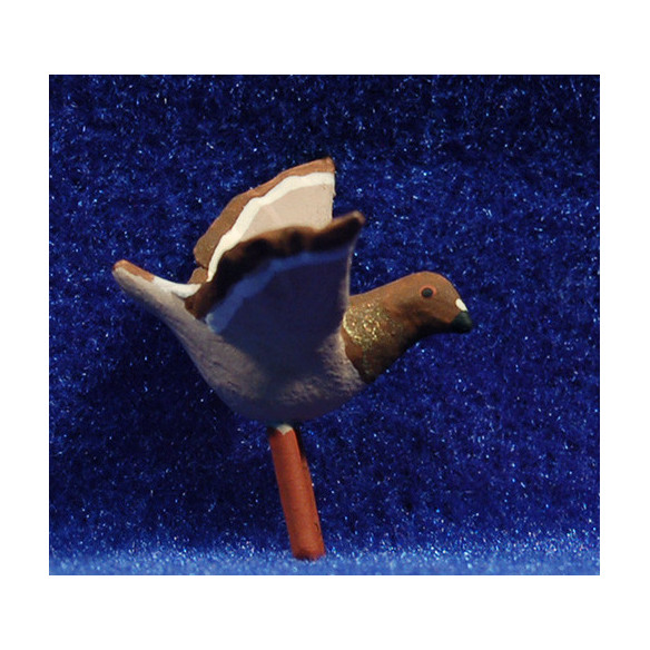 Paloma marrón vuela 12 cm barro pintado AB