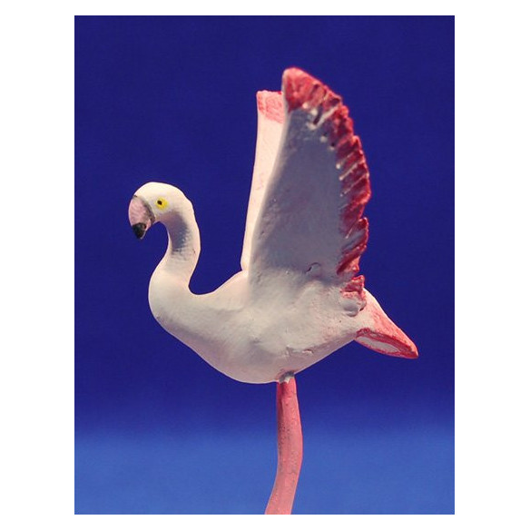 Flamingo winged 12 cm clay painted AB