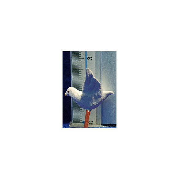 Paloma blanca vuela 12 cm barro pintado AB