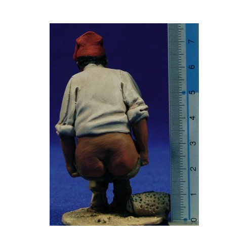 Young catalan "caganer" 10 cm clay painted De Francesco