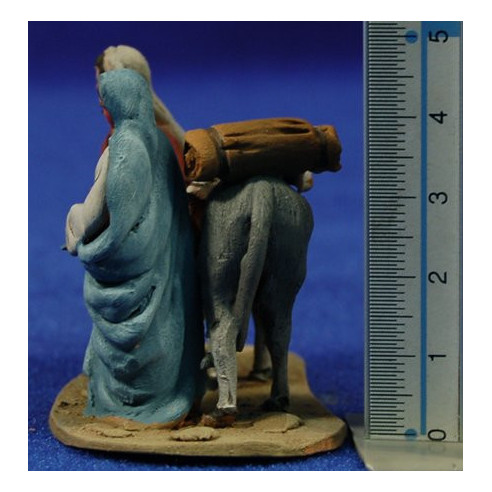 Fuga in Egitto 4 cm terracotta dipinte De Francesco
