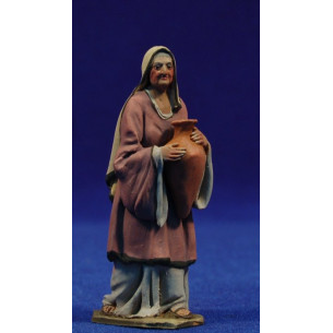 Pastora vecchia con vaso 8 cm terracotta dipinte De Francesco