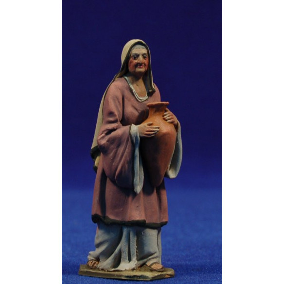 Pastora vella amb una gerra 8 cm fang pintat De Francesco
