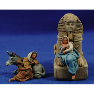 Descanso huida a Egipto 4 cm barro pintado De Francesco