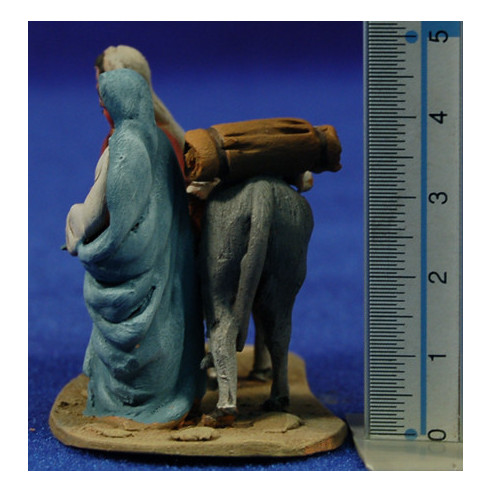 Huida a Egipto 4 cm barro pintado De Francesco