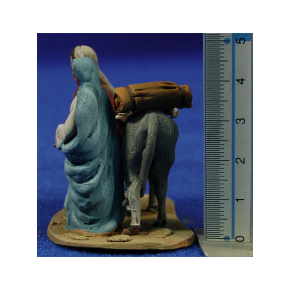 Huida a Egipto 4 cm barro pintado De Francesco