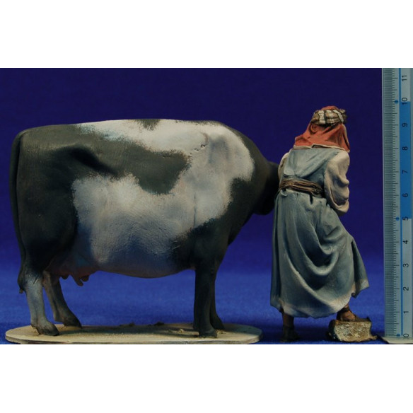 Shepherd and cows 10 cm clay painted De Francesco