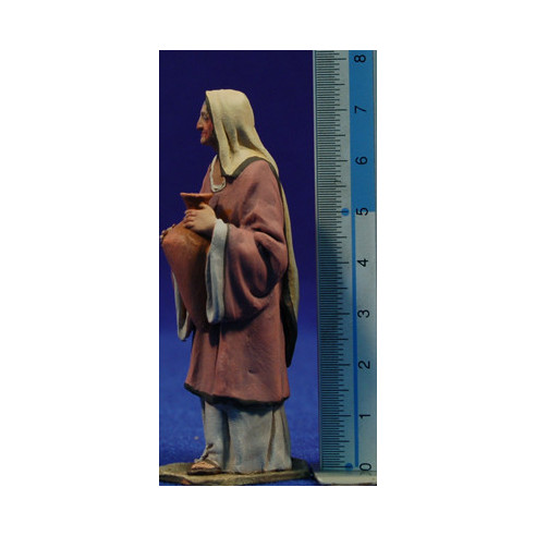 Pastora vieja con jarra 8 cm barro pintado De Francesco